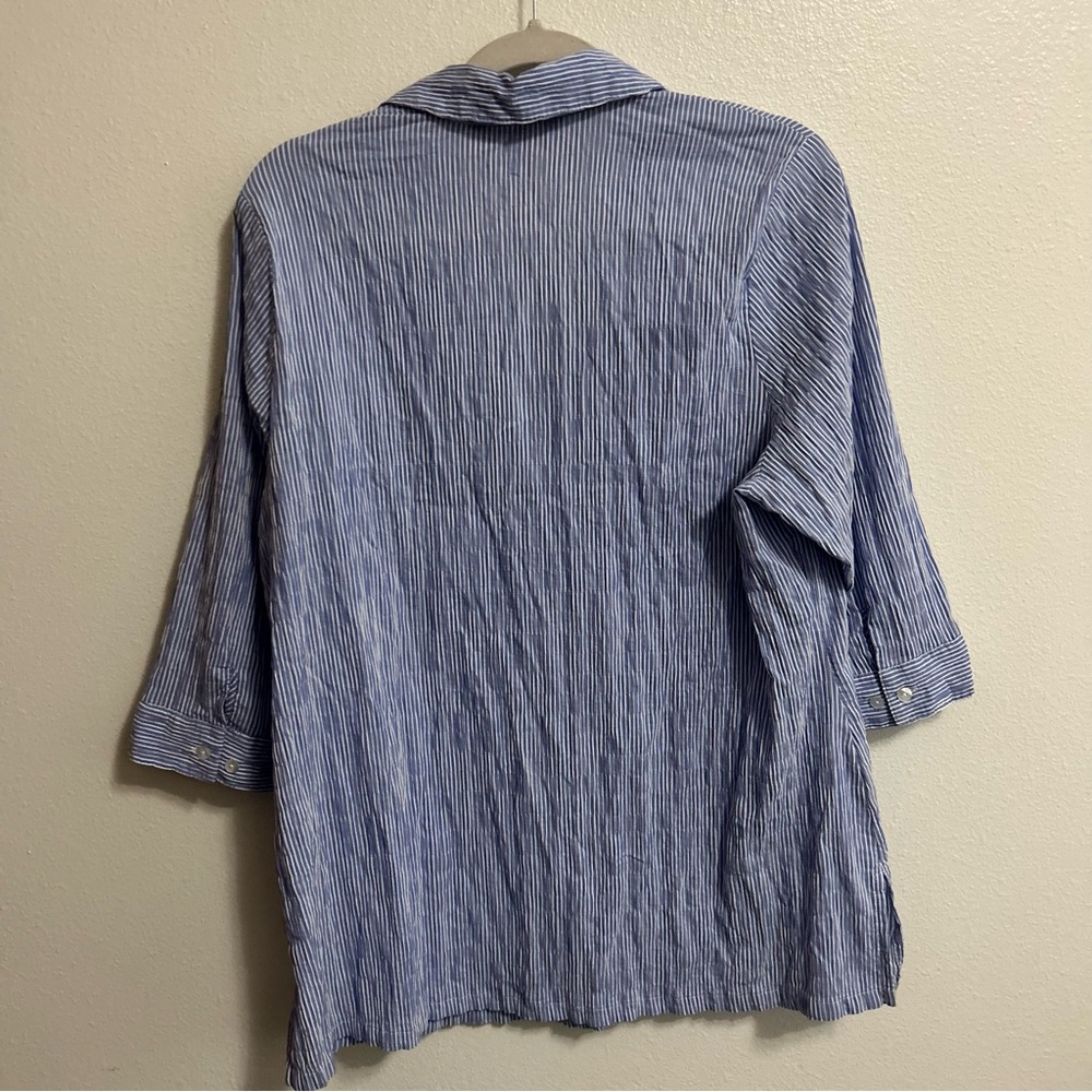 Ulla Popken blue and white striped tunic button down - Picture 4 of 7